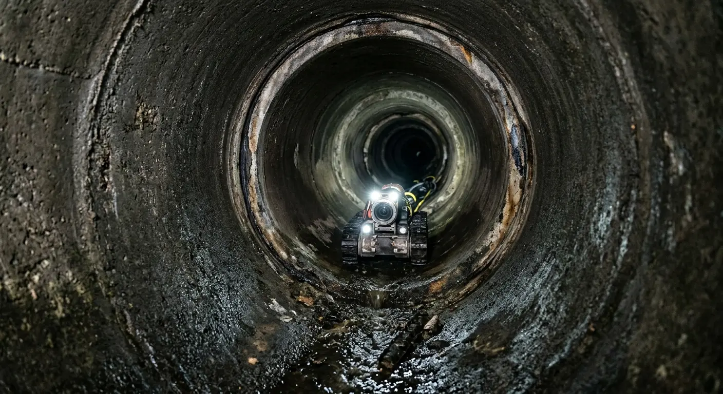 Robotic sewer camera inspecting pipe interior for Sewer Line Repair in Pontoon Beach